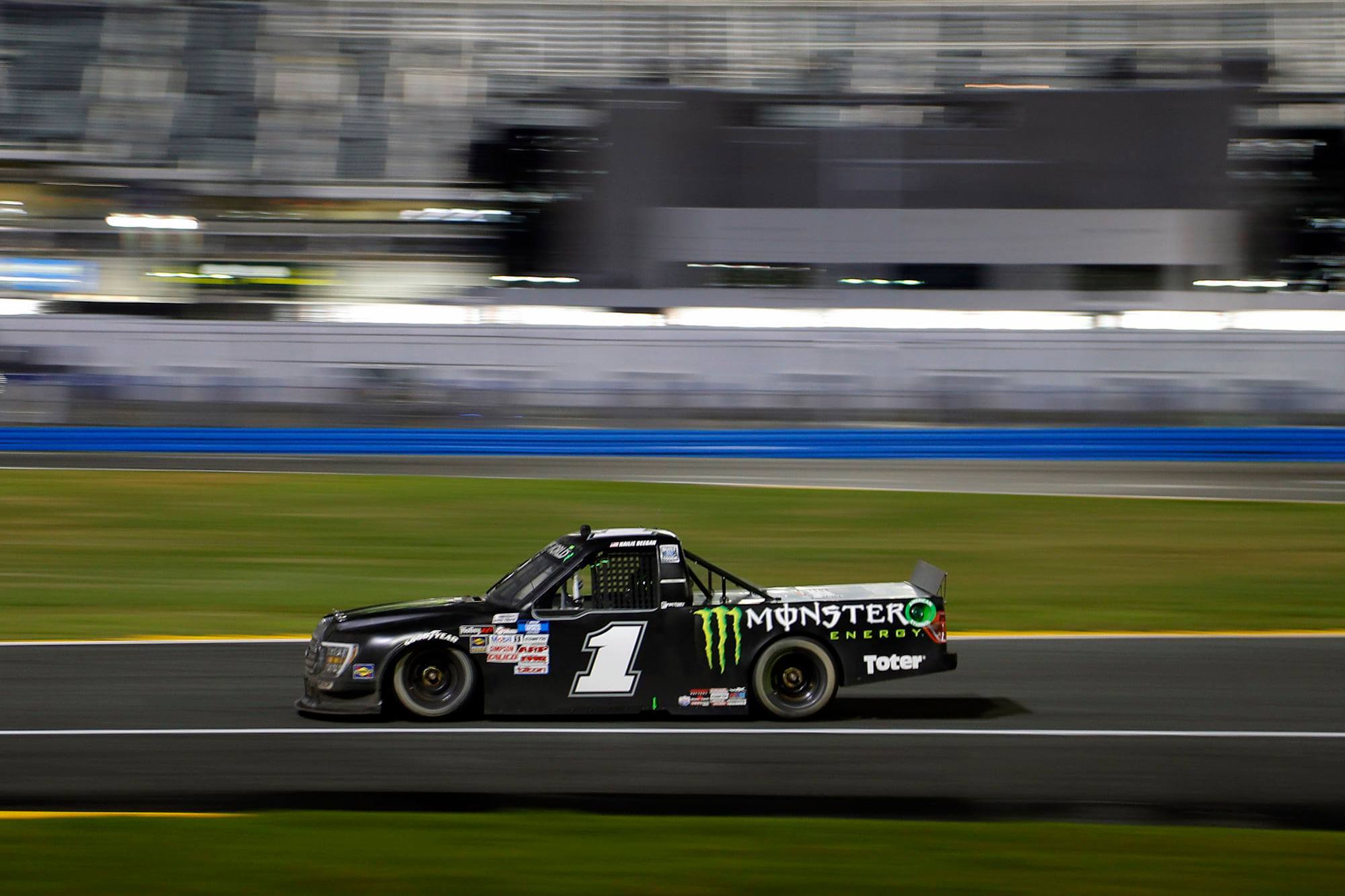 Hailie Deegan was seventh in Stage 2 but a last-lap flat tire dropped her to a 28th-place finish. Hailie Deegan was seventh in Stage 2 but a last-lap flat tire dropped her to a 28th-place finish.